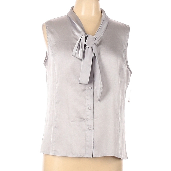 Tahari Tops - Tahari Silver Sleeveless Blouse